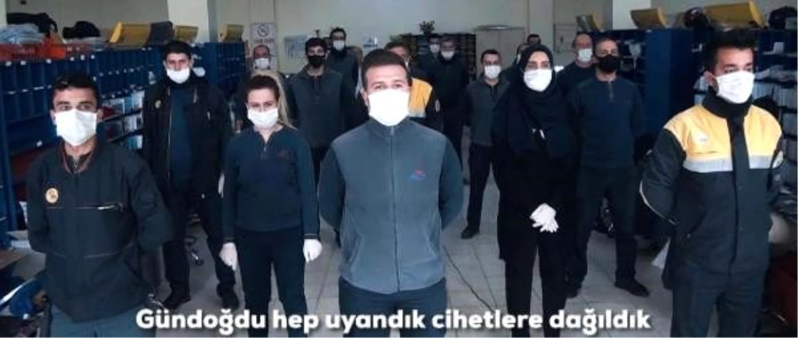PTT çalışanları, Gündoğdu Marşı\'nı koronavirüse uyarlayıp, klip çekti