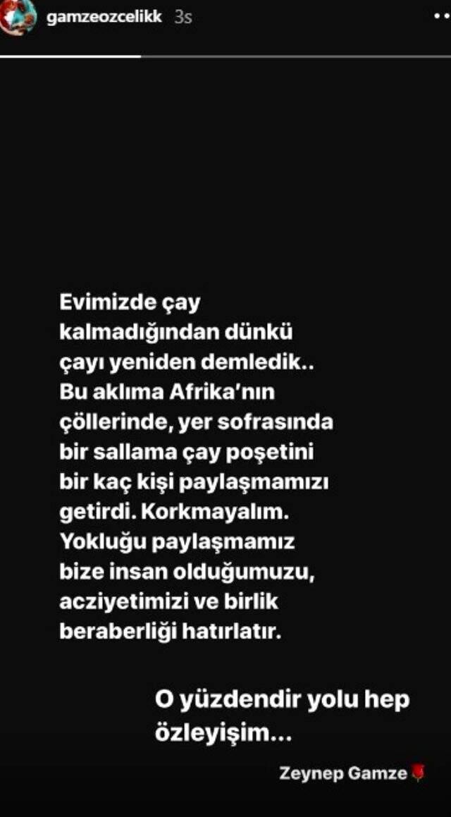 Gamze Özçelik'ten sokağa çıkma yasağından sonra marketleri yağmalayanlara ders niteliğinde paylaşım: Dünkü çayı demledik