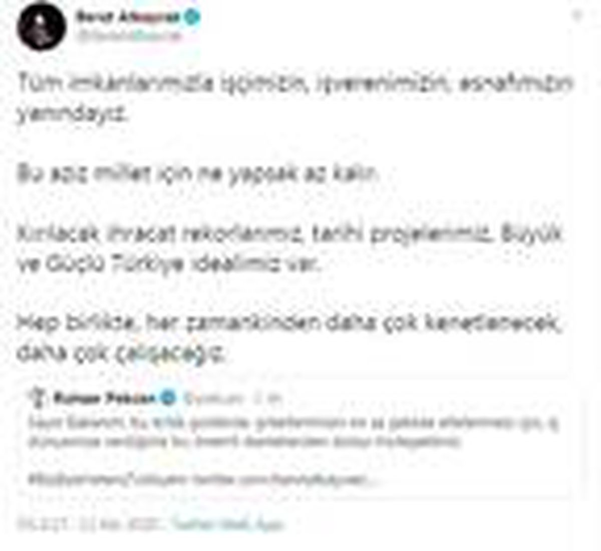 Bakan Albayrak: Hep birlikte daha çok çalışacağız