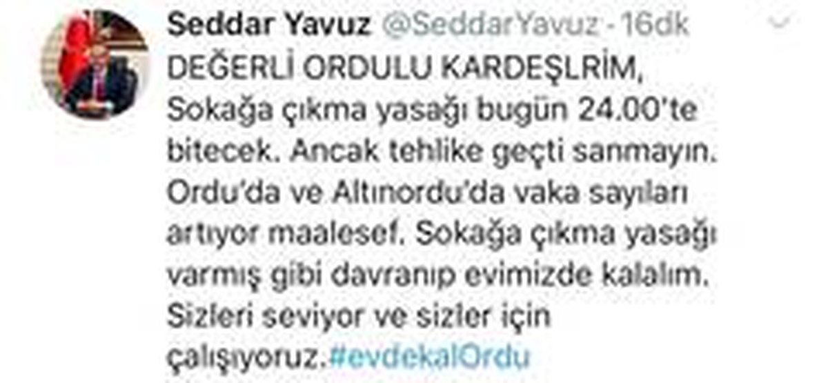 Ordu Valisi Seddar Yavuz uyardı: "Tehlike geçti sanmayın, vaka sayıları artıyor"
