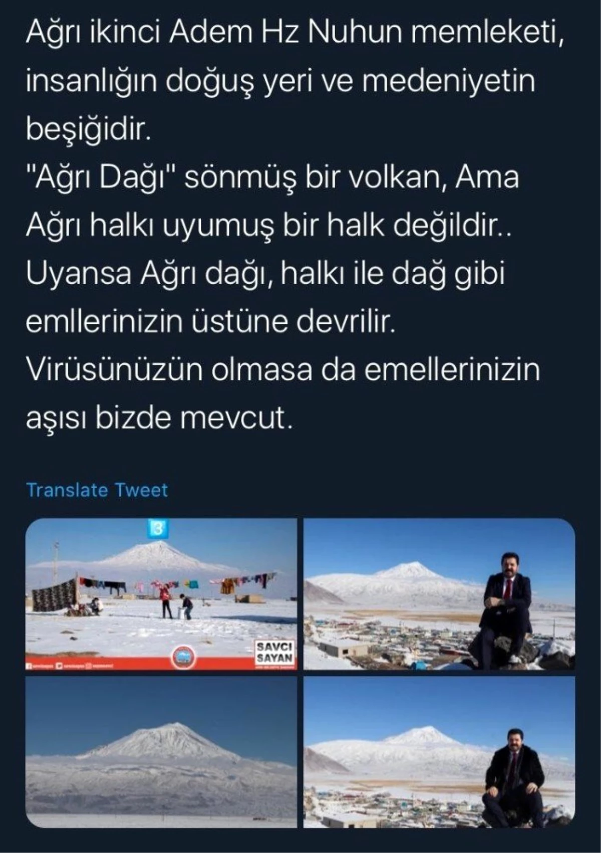 Savcı Sayan\'dan Kültür ve Turizm Bakanına çağrı: "Ağrı dağına Nuh\'un gemisini inşa edelim"