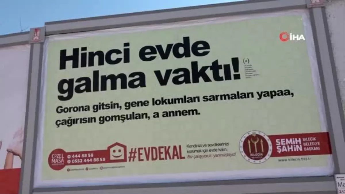 Bilecik\'te billboardlarda yöresel dilde "evde kal" çağrısı