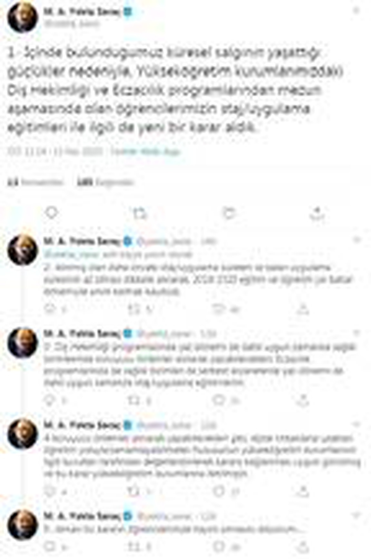 YÖK\'ten diş hekimliği ve eczacılıkta mezun aşamasındaki öğrencilere staj kolaylığı