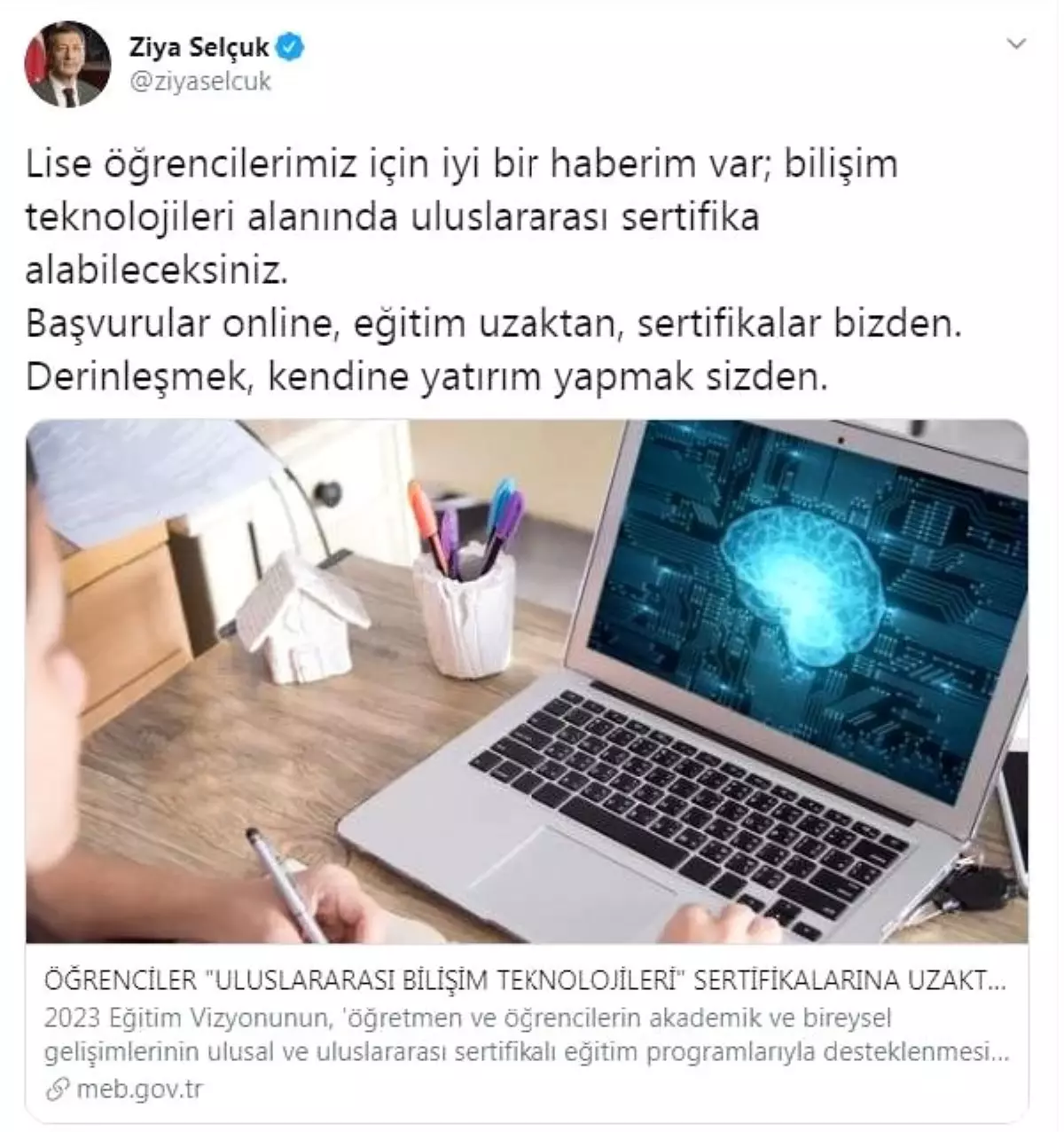 Bakan Selçuk\'tan lise öğrencileri için \'uluslararası sertifika\' açıklaması