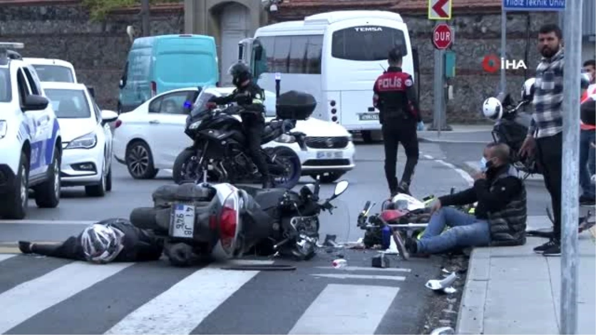 Beşiktaş\'ta boş yolda motosikletliler çarpıştı: 2 yaralı