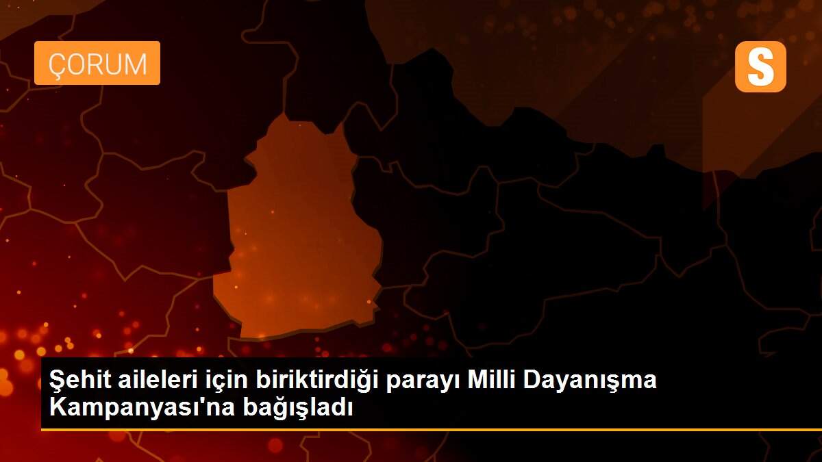 Şehit aileleri için biriktirdiği parayı Milli Dayanışma Kampanyası\'na bağışladı