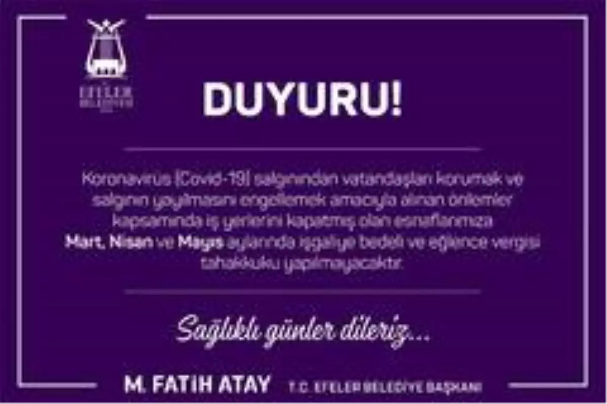 Efeler Belediyesi\'nden ilçe esnafına müjde