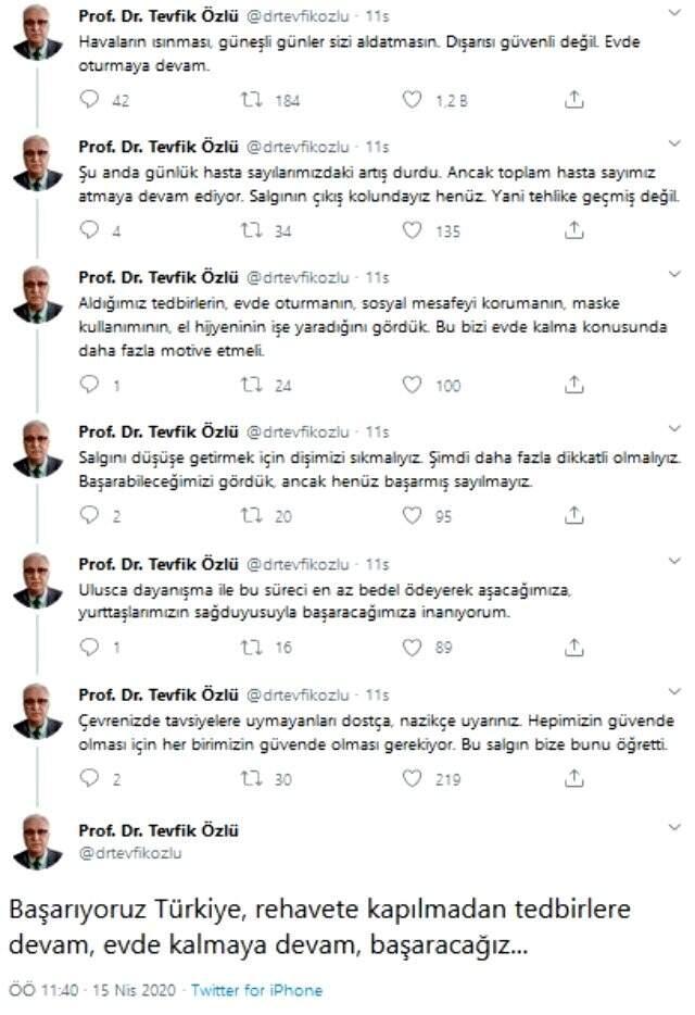 Koronavirüs Bilim Kurulu Üyesi Prof. Dr. Tevfik Özlü'den uyarı üstüne uyarı: Salgının çıkış kolundayız, tehlike geçmiş değil