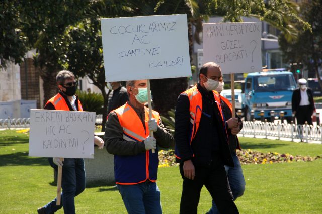 İBB'ye bağlı taşeron firmada çalışan işçiler, 1 yıldır maaş alamadıkları gerekçesiyle Saraçhane'de eylem yaptı