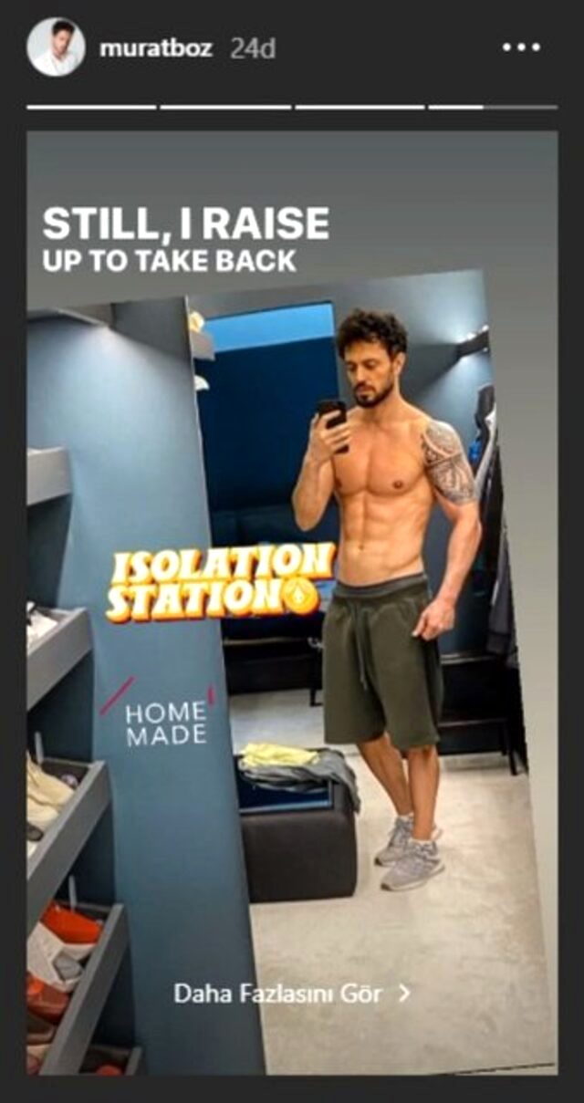 Vaktini evde geçiren Murat Boz, Instagram hesabından kaslı vücudunu paylaşarak şov yaptı