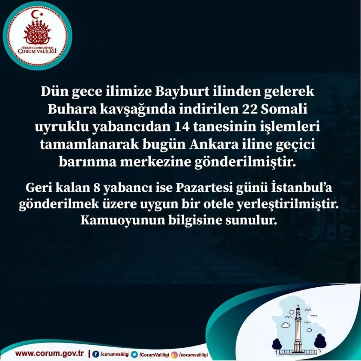 Çorum Valiliğinden Somalili mültecilerle ilgili açıklama