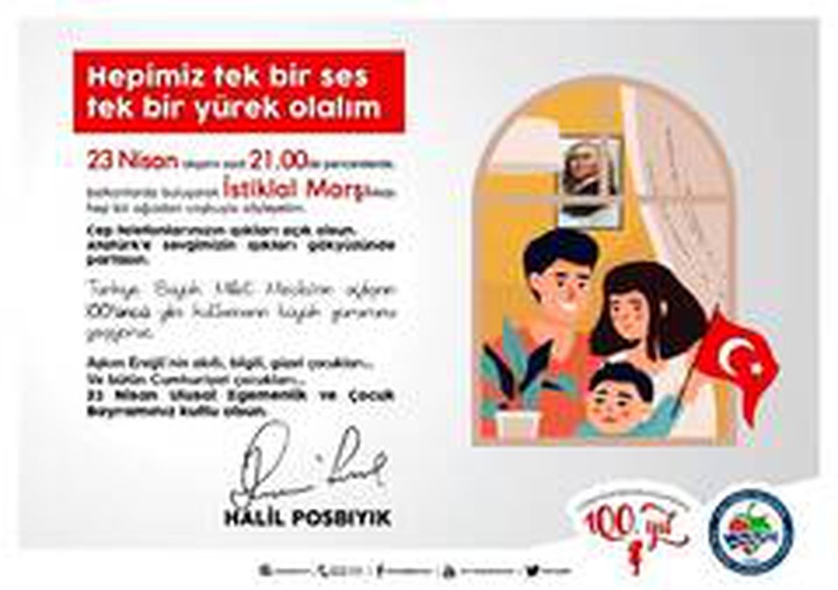 Başkan Posbıyık "İstiklal Marşı için 21.00\'da buluşalım"