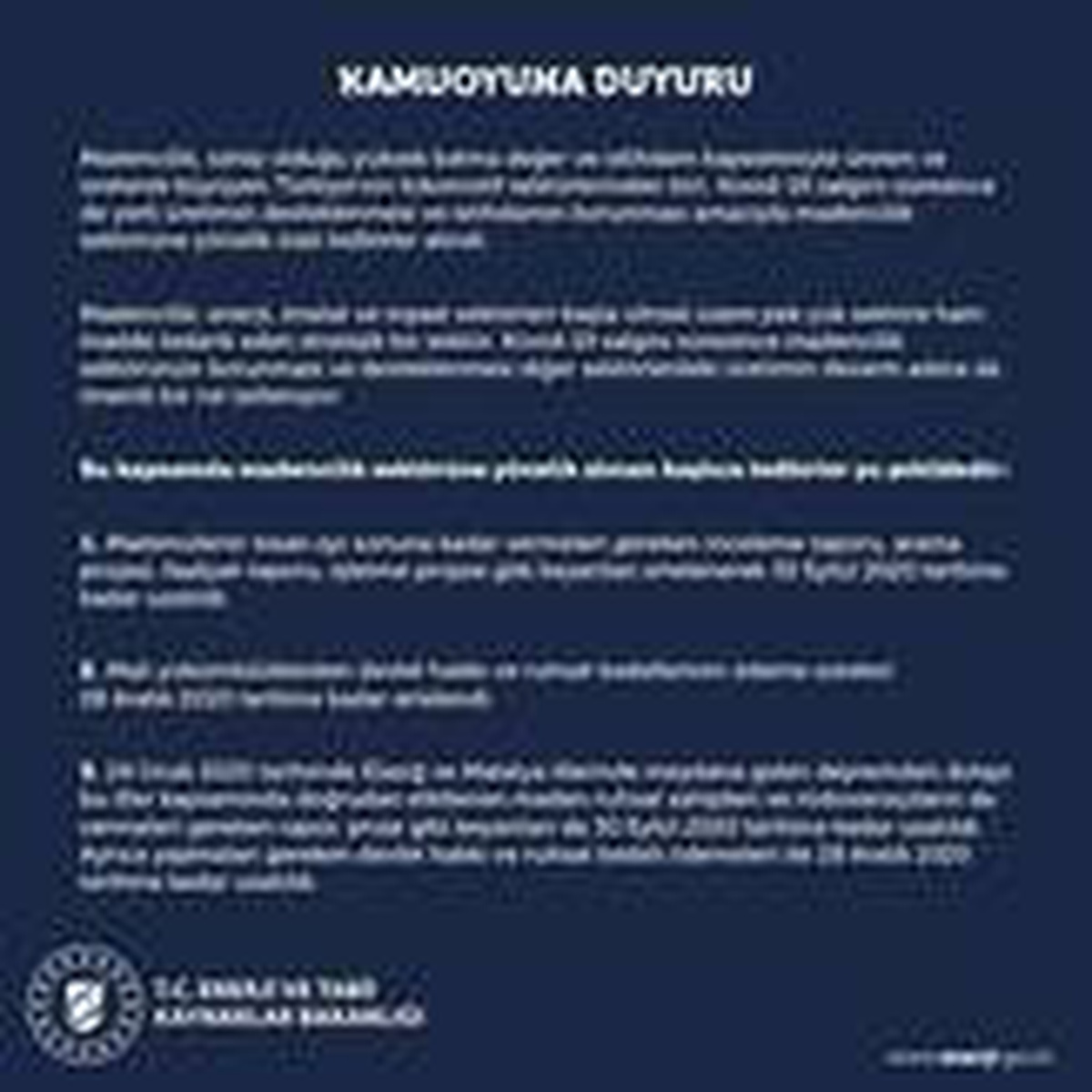 Enerji ve Tabii Kaynaklar Bakanlığından madencilik sektöründe korona virüs tedbirleri