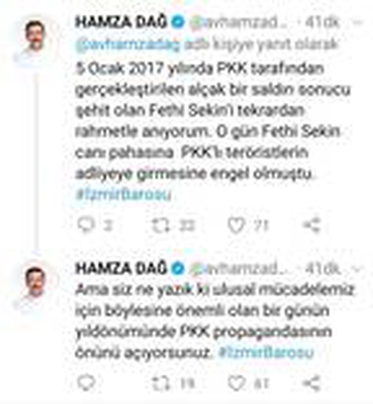 Hamza Dağ\'dan, İzmir Barosu\'na \'panel\' tepkisi