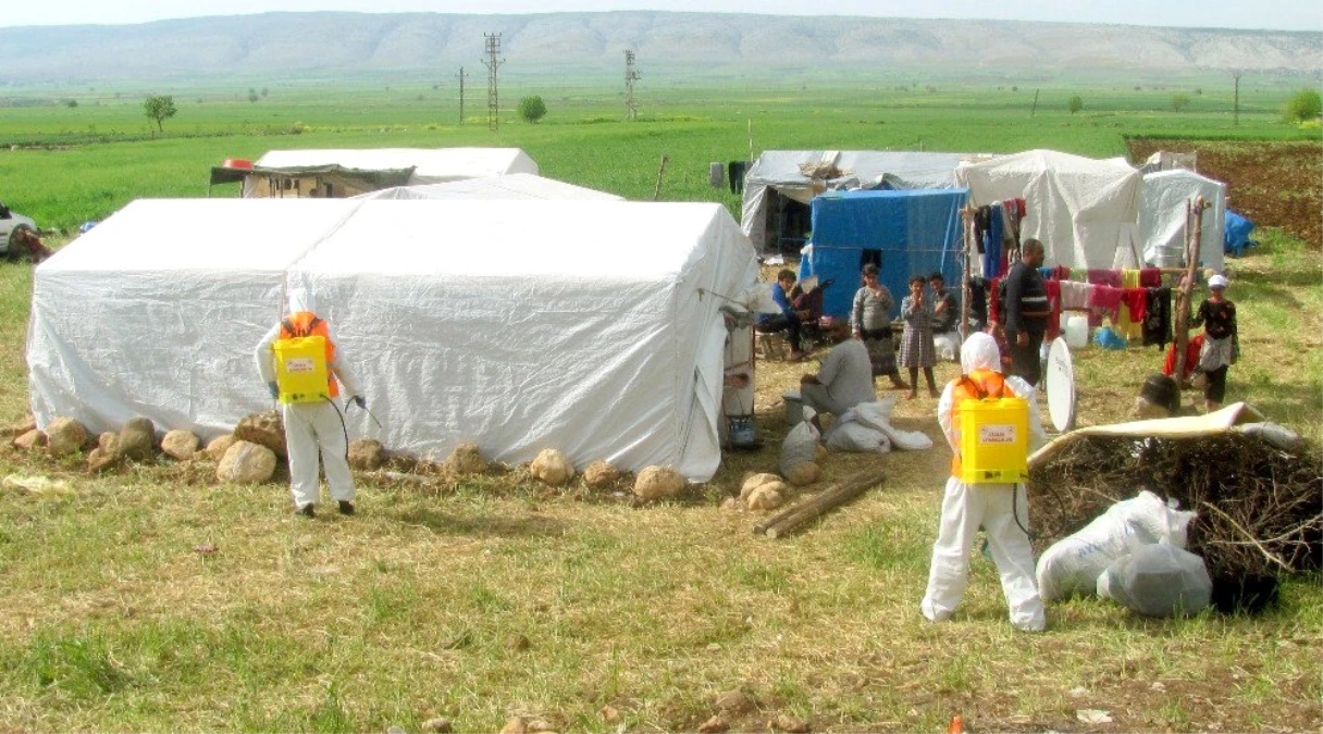 Mevsimlik tarım işçilerinin çadırları dezenfekte edildi