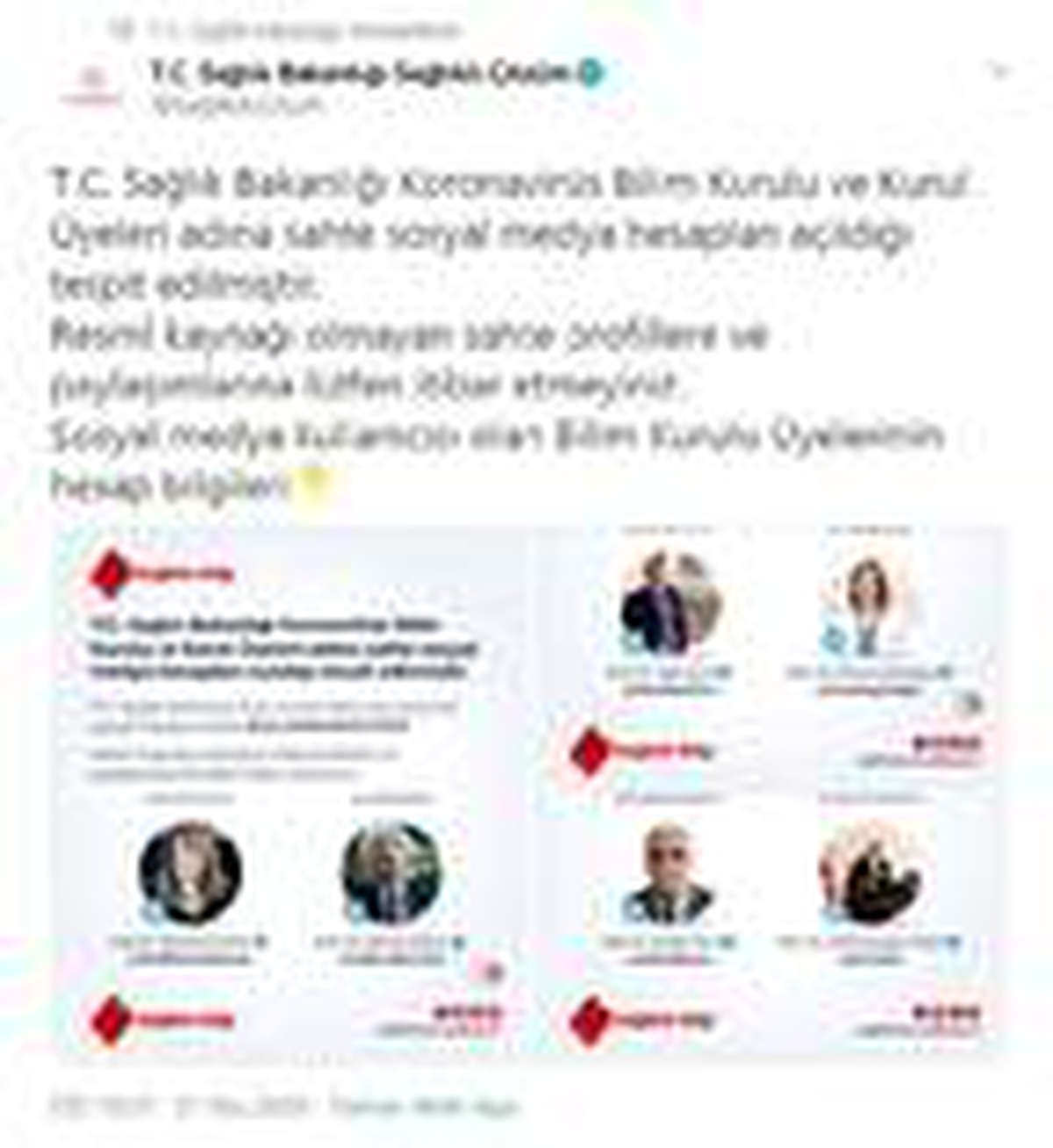 Sağlık Bakanlığı\'ndan, Bilim Kurulu üyeleri için \'sahte hesap\' uyarısı
