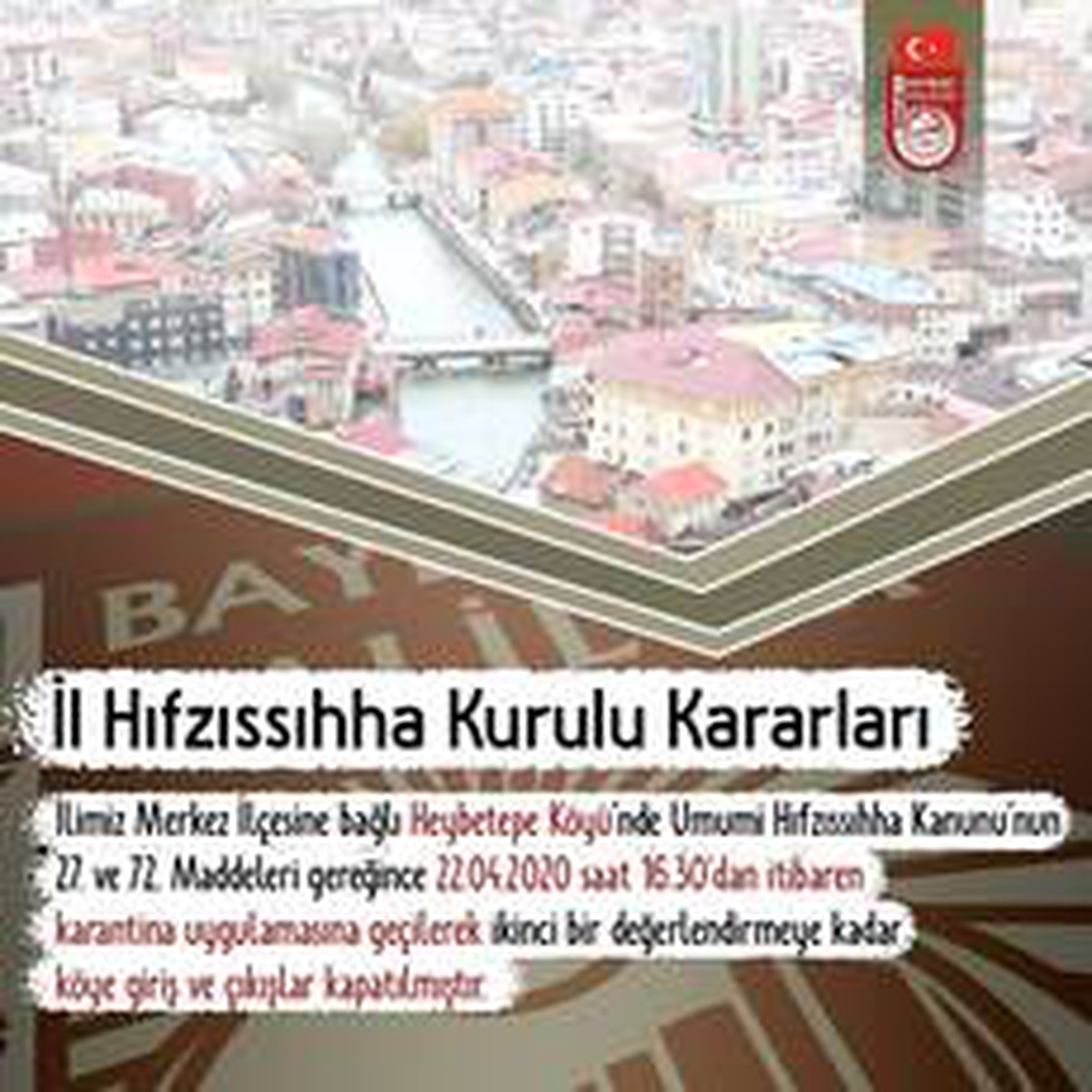 Bayburt\'ta Heybetepe Köyü karantinaya alındı