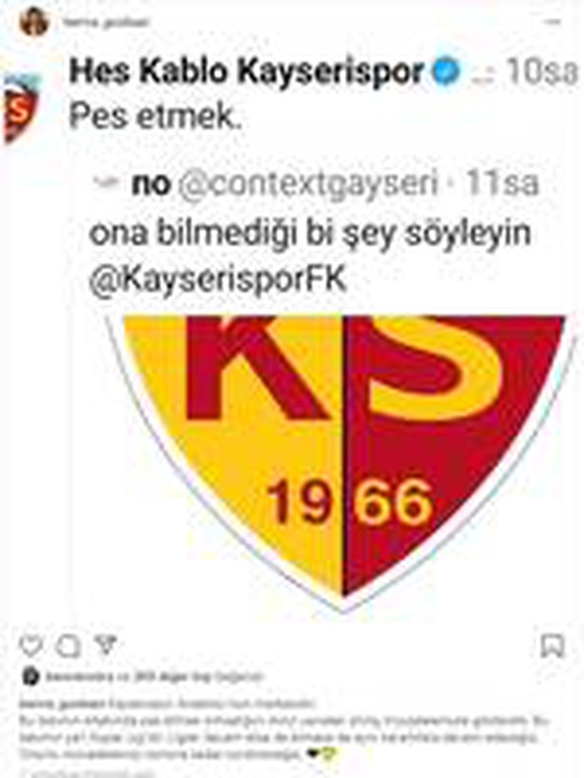 Hes Kablo Kayseripor Kulübü Başkanı Gözbaşı: "Bu takımın kitabında pes etmek yok"