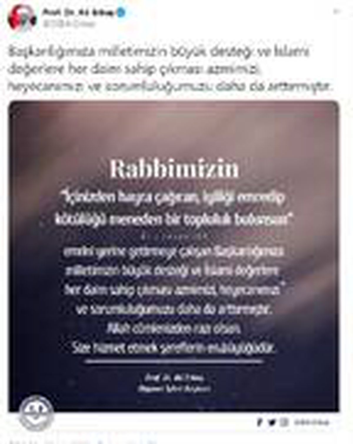 Diyanet İşleri Başkanı Erbaş\'tan teşekkür mesajı