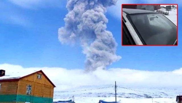 Rusya'da yanardağ patlaması sonrası oluşan kül yağmuru kameralarca kaydedildi