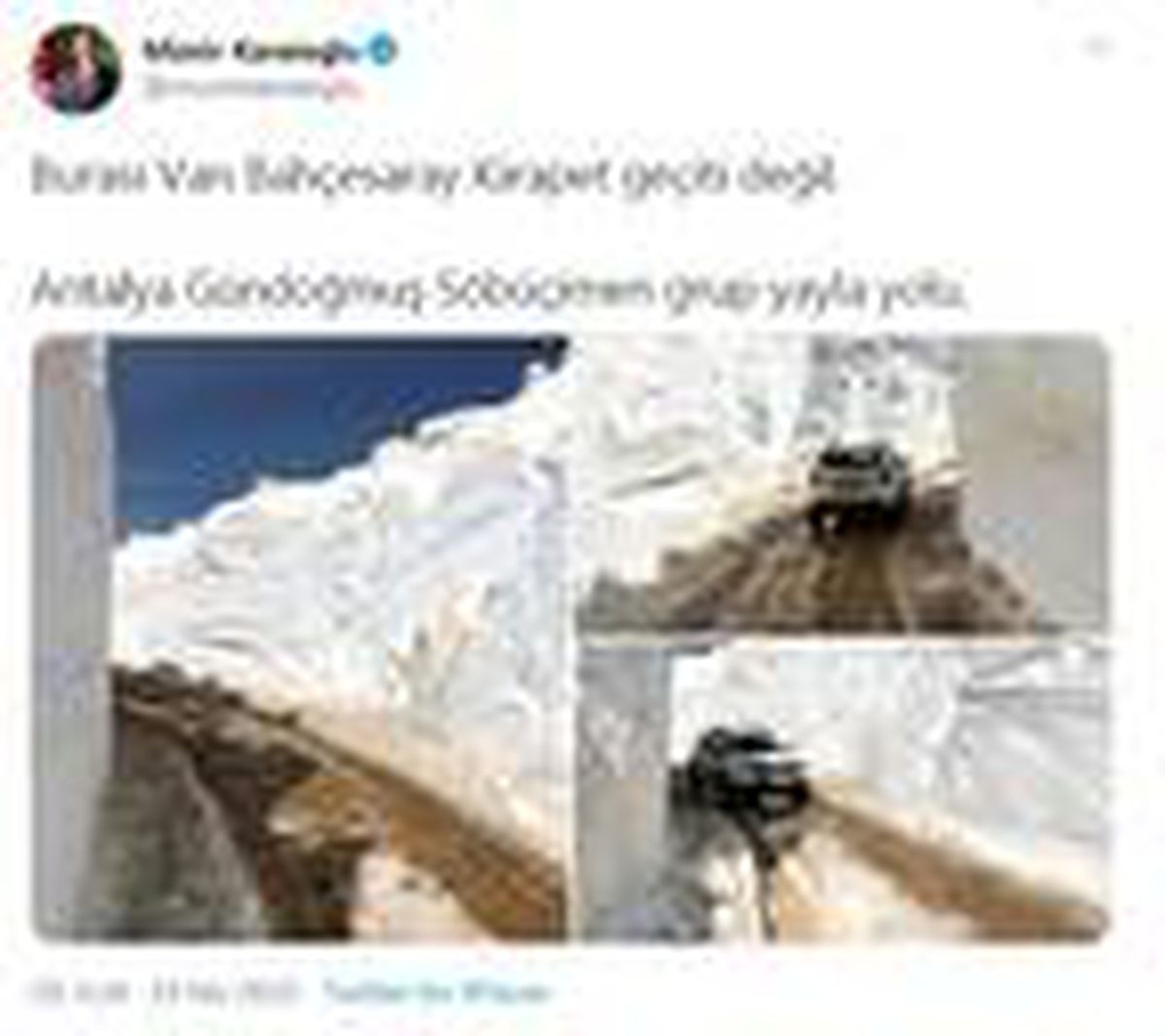 Vali Karaloğlu\'ndan, Antalya\'da \'metrelerce kar\' paylaşımı