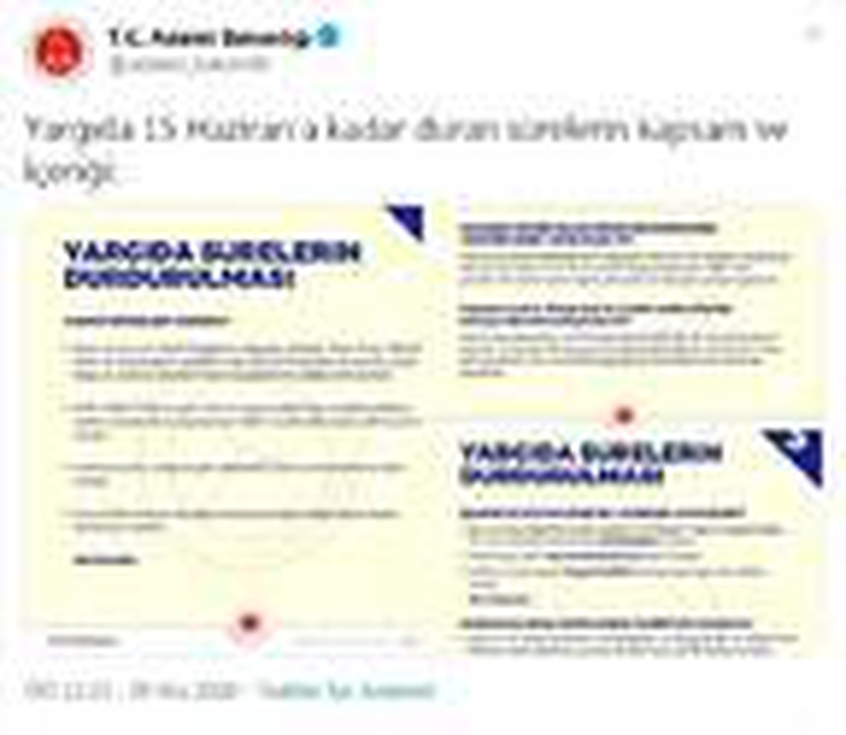 Adalet Bakanlığı\'ndan, \'yargıda sürelerin durdurulması\'na ilişkin bilgilendirme
