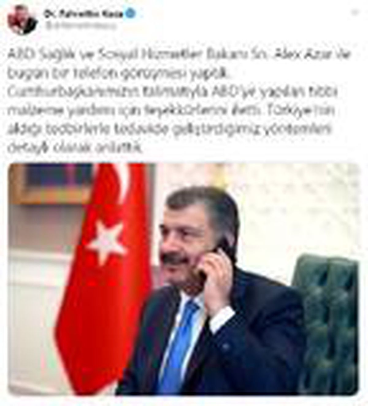 Bakan Koca, ABD\'li mevkidaşıyla görüştü