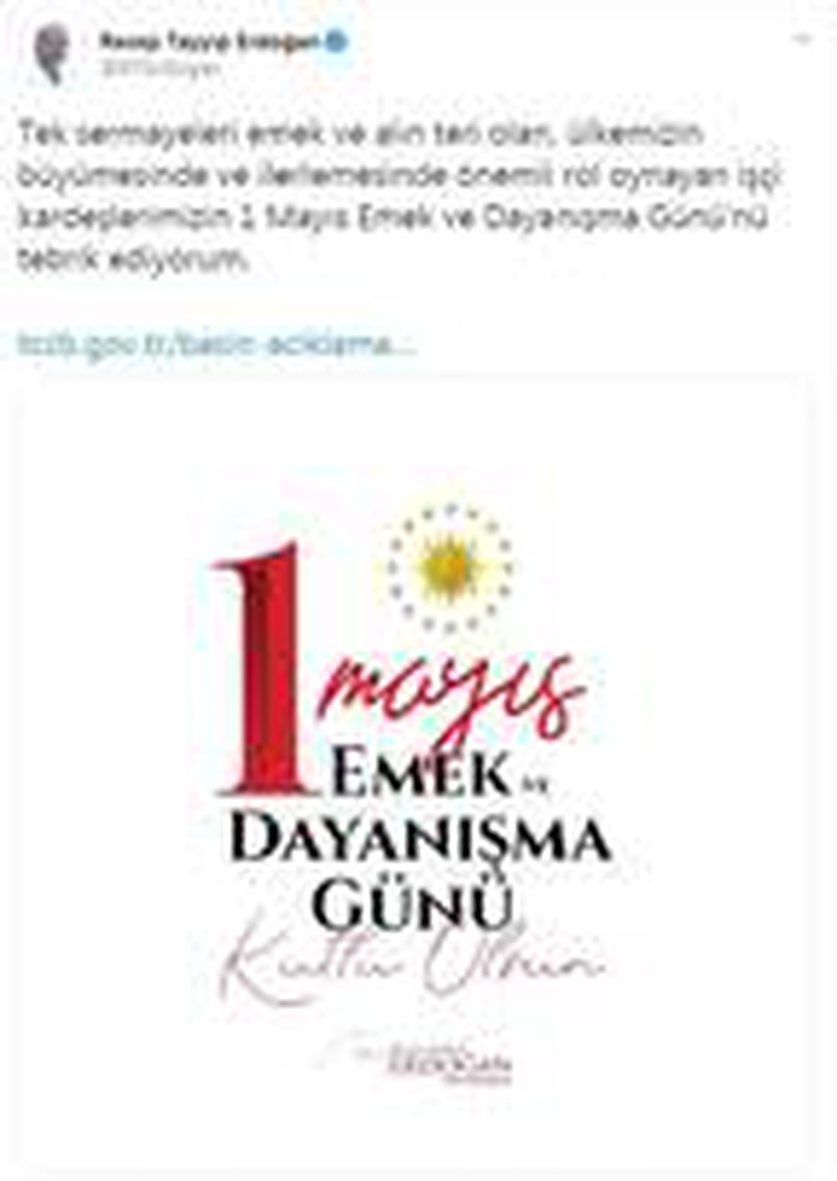 Cumhurbaşkanı Erdoğan\'dan \'1 Mayıs\' mesajı