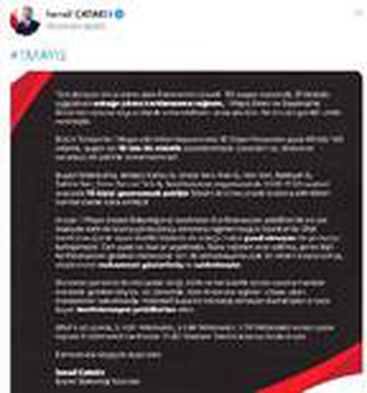 İçişleri Bakanlığı Sözcüsü Çataklı\'dan 1 Mayıs açıklaması