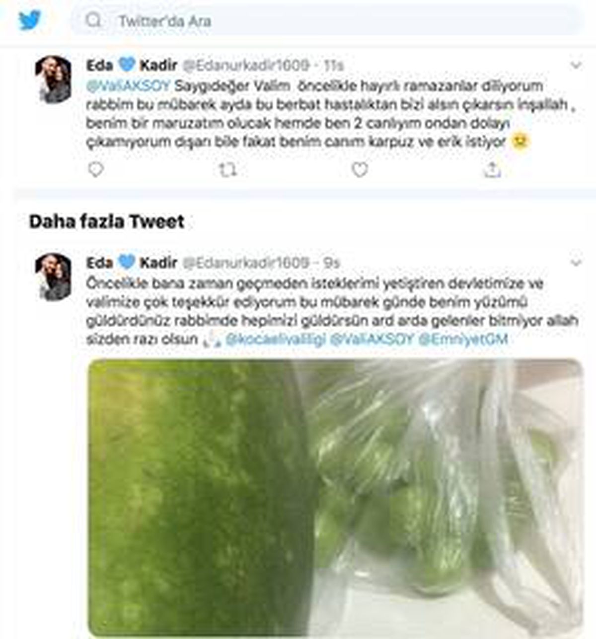Kocaeli Valiliği sokağa çıkamayan hamile kadının karpuz ve erik isteğini yerine getirdi