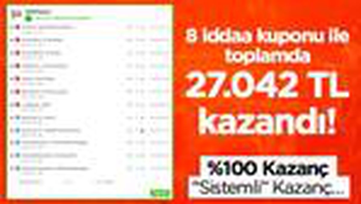 8 iddaa kuponu ile toplamda 27.042 TL kazandı! %100 kazanç...