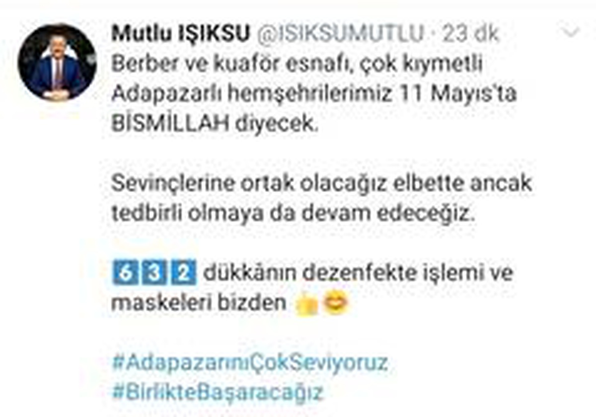 Başkan Işıksu berber ve kuaförlerin dezenfektesini yaptıracak