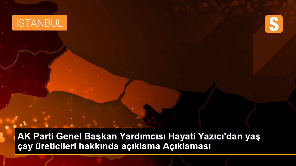 AK Parti Genel Başkan Yardımcısı Hayati Yazıcı\'dan yaş çay üreticileri hakkında açıklama Açıklaması