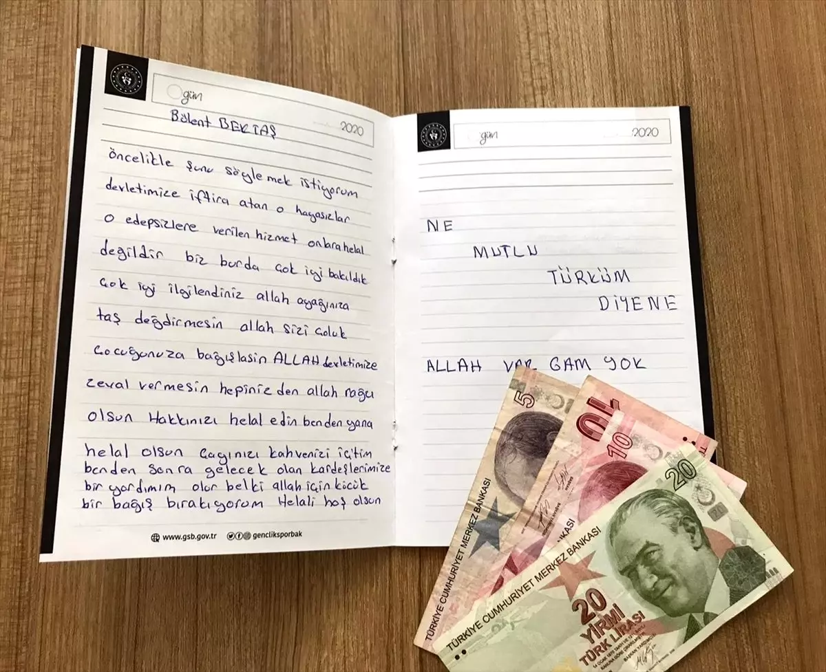 Milli Dayanışma Kampanyası için mektupla birlikte 45 lira bıraktı