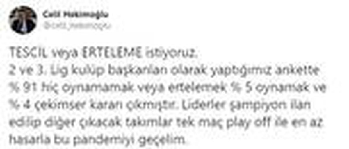 Celil Hekimoğlu: "Tescil veya erteleme istiyoruz"