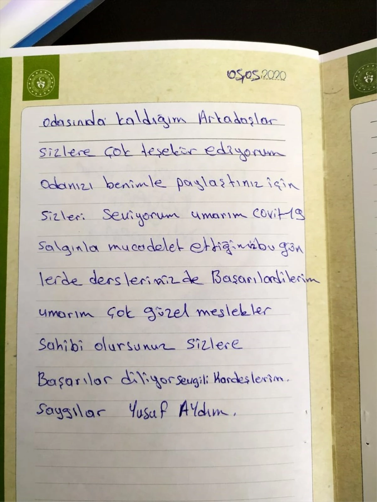 Gümüşhane\'de karantina sürecini tamamlayan vatandaşlar teşekkür mektubu bıraktı