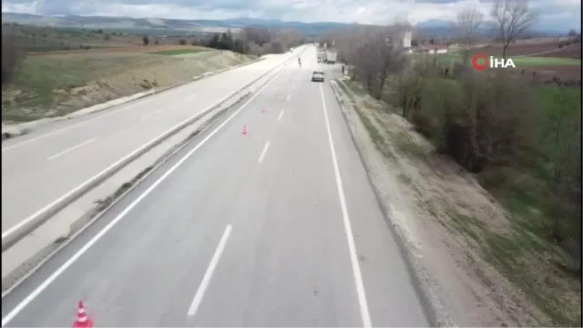 Jandarma ekiplerinden drone ile yol kontrolü