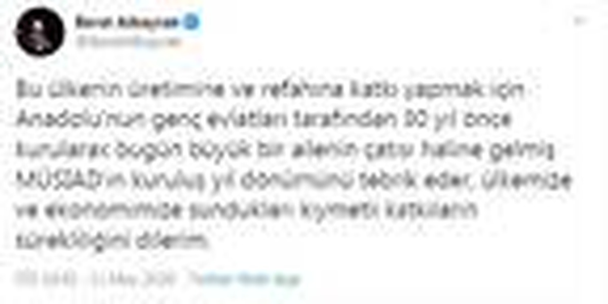 Bakan Albayrak, MÜSİAD\'ın 30\'uncu kuruluş yılını tebrik etti
