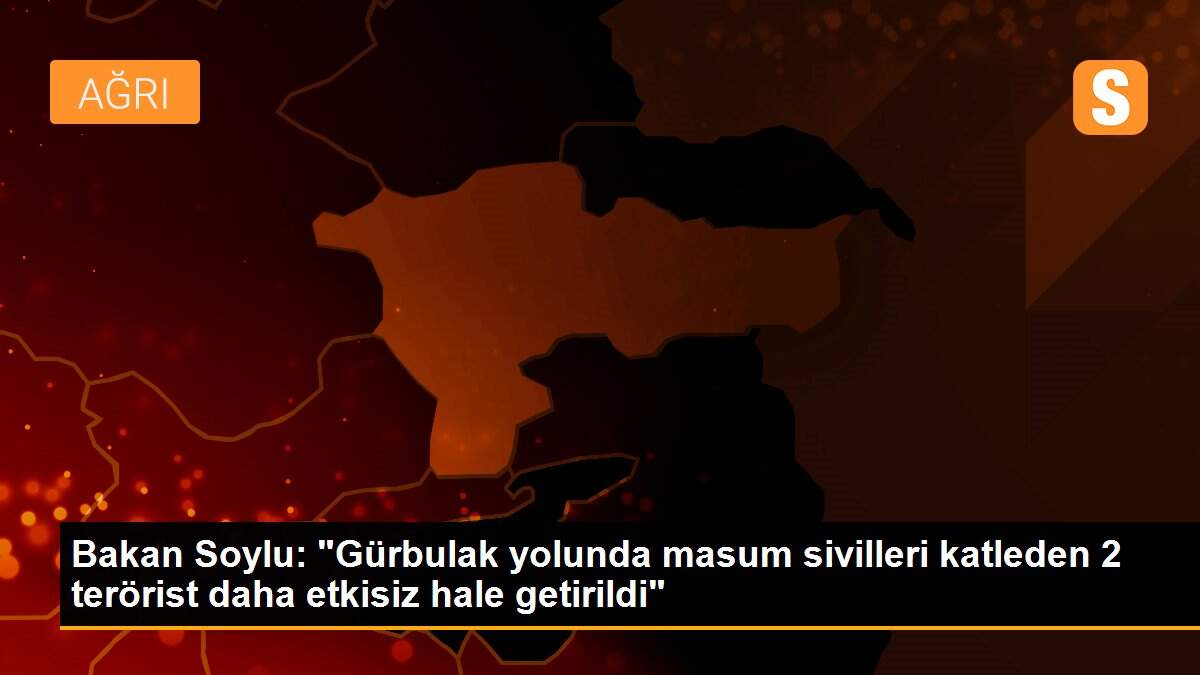 Bakan Soylu: "Gürbulak yolunda masum sivilleri katleden 2 terörist daha etkisiz hale getirildi"