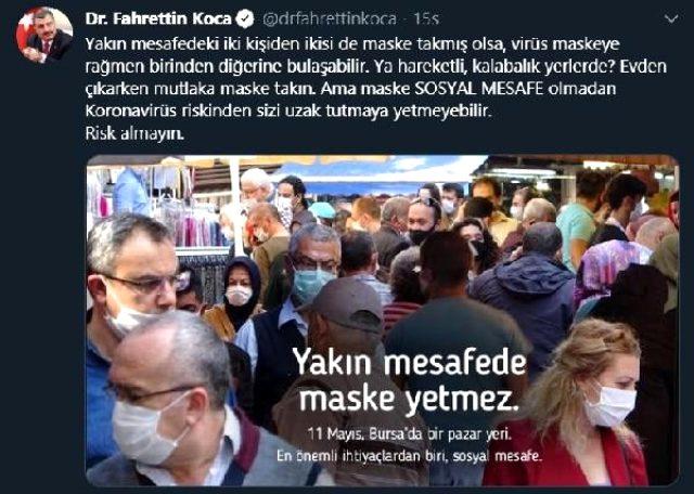 Bakan Koca'nın 'Bursa' fotoğrafıyla yaptığı uyarı, kentte karşılık bulmadı