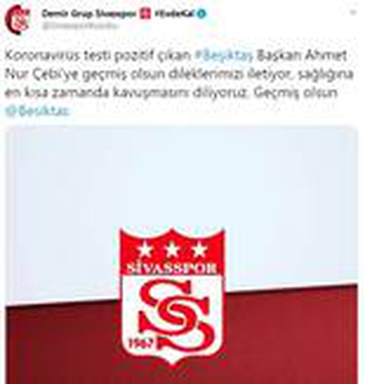 Sivasspor\'dan Ahmet Nur Çebi\'ye geçmiş olsun mesajı