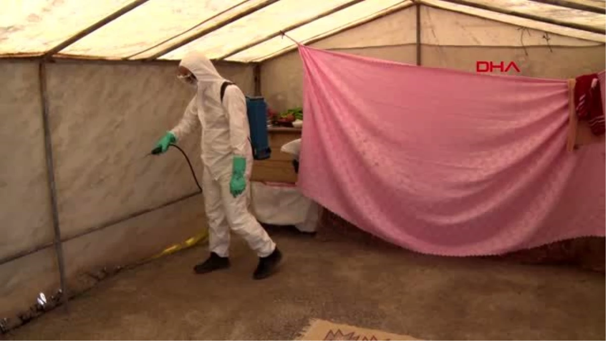 KONYA Tarım işçilerinin çadırları dezenfekte edildi
