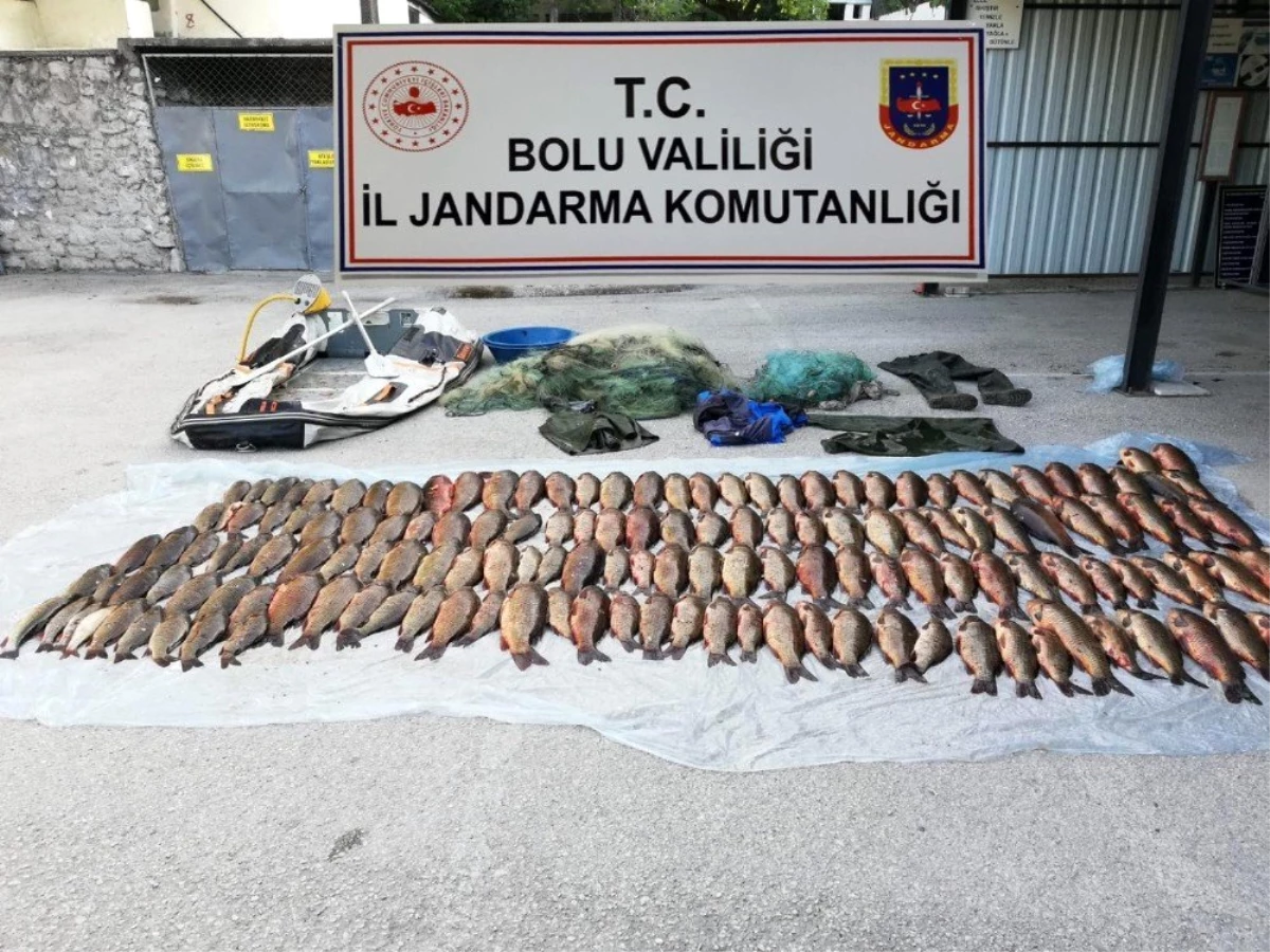 Bolu\'da, 2 hafta önce geldiği gölette yine kaçak balık avlarken yakalanan şahsa para cezası