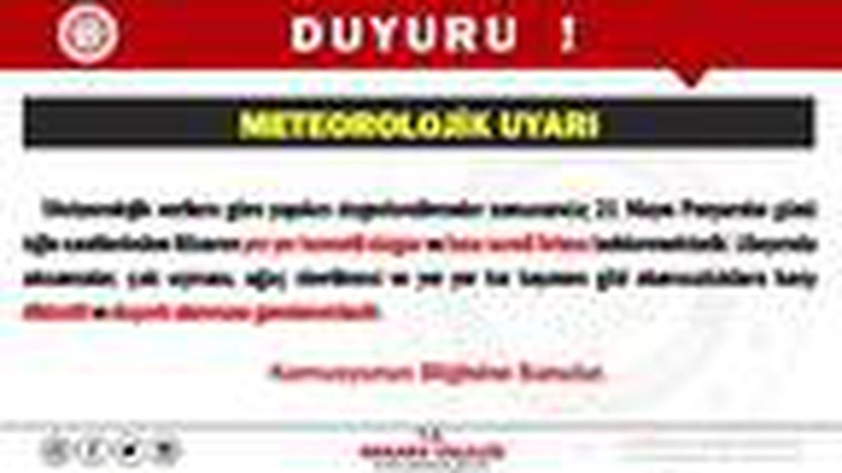 Başkent\'te fırtına uyarısı