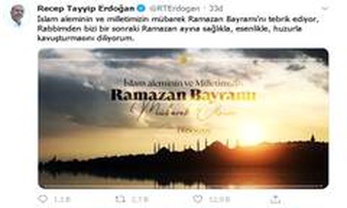 Cumhurbaşkanı Erdoğan\'dan bayram paylaşımı