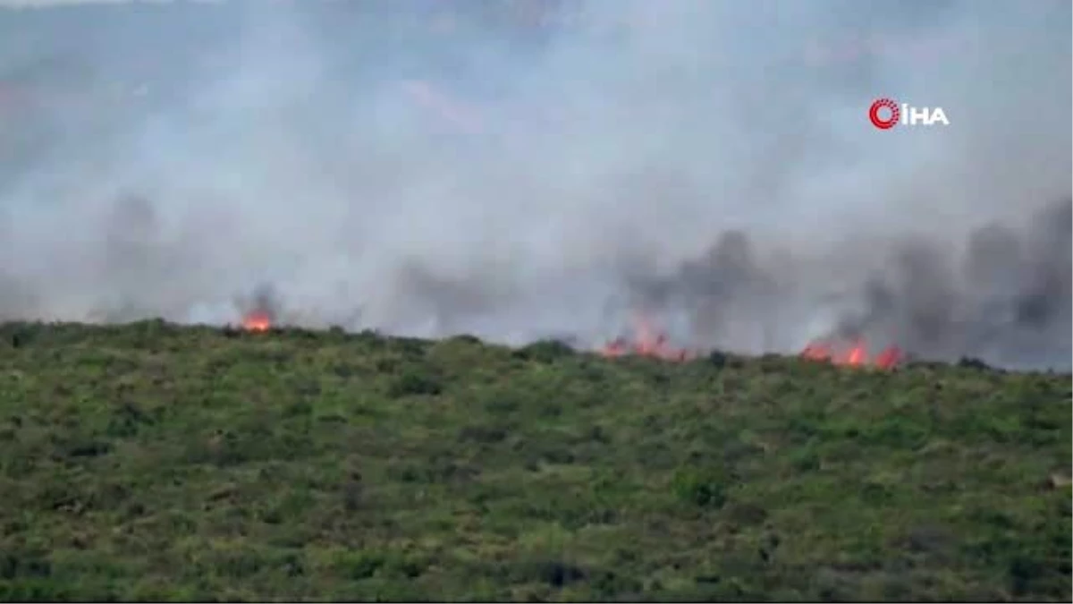 Söndürme çalışmalarının devam ettiği yangında 100 hektarlık makilik alan zarar gördü