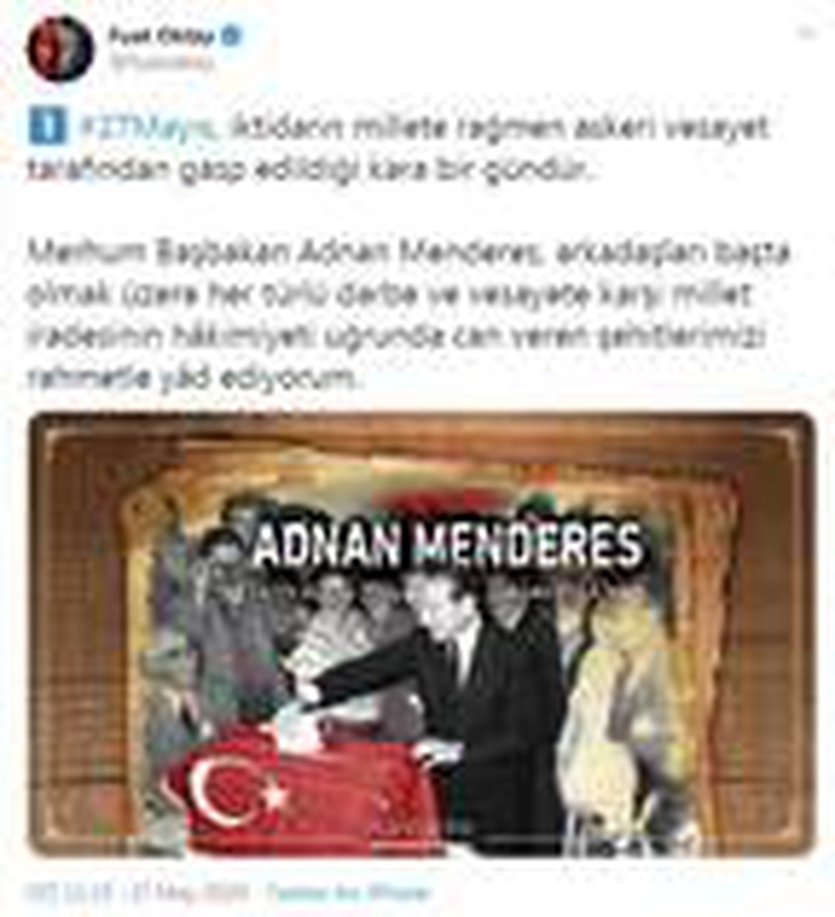 Cumhurbaşkanı Yardımcısı Oktay\'dan \'27 Mayıs\' mesajı
