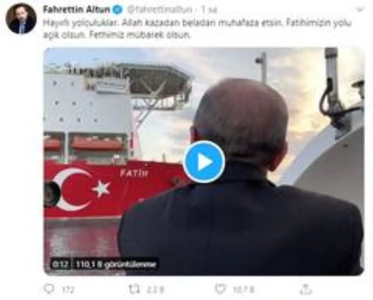Fahrettin Altun, Fatih sondaj gemisinin uğurladığı anları paylaştı