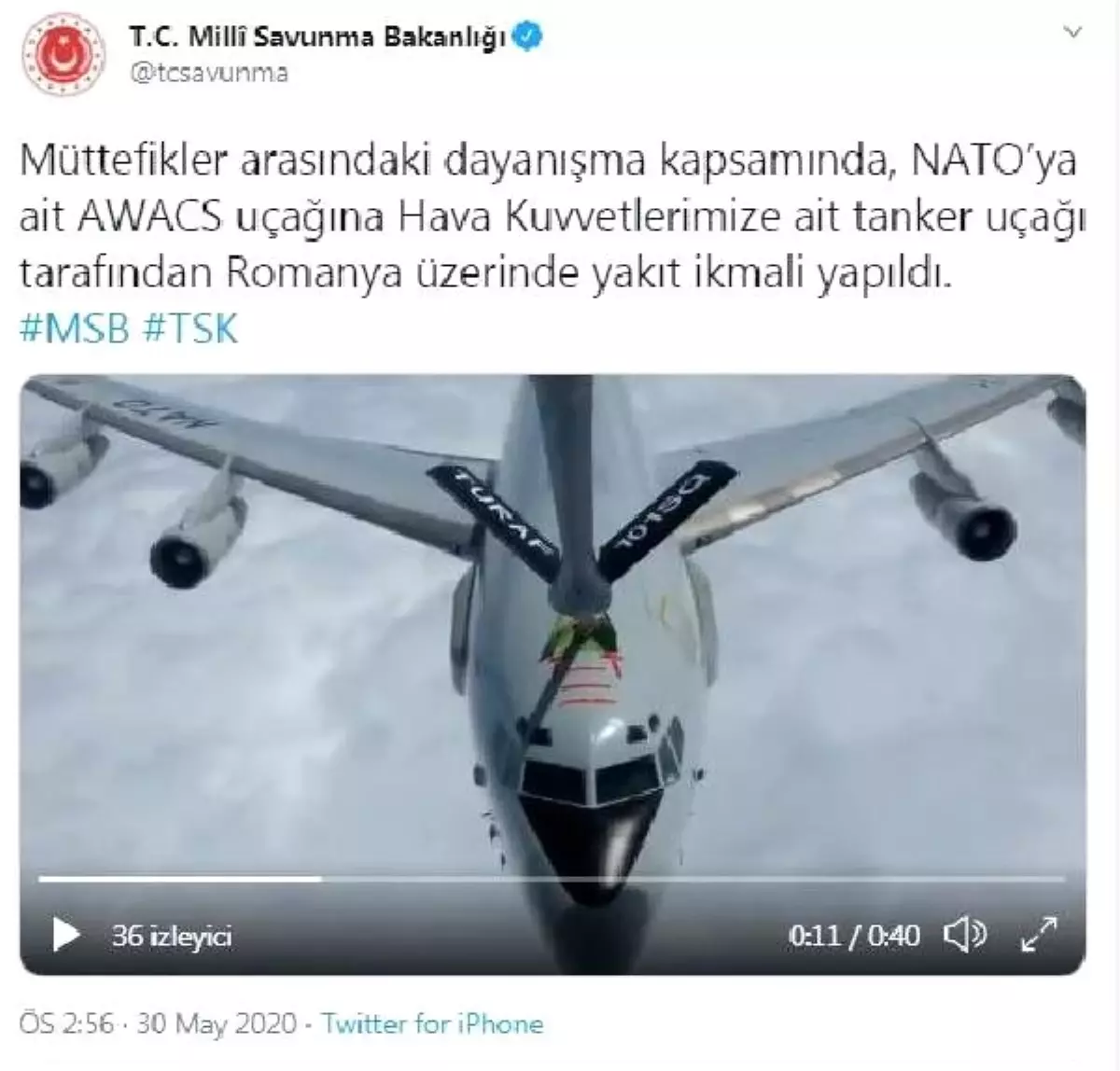 Son dakika! NATO uçağına yakıt ikmali