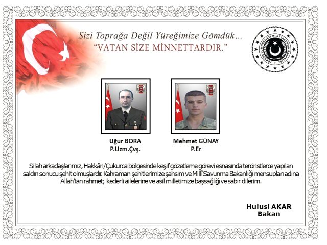 Son Dakika: Hakkari'de PKK'lı teröristlerin saldırısında 2 asker şehit oldu, 1 asker yaralandı